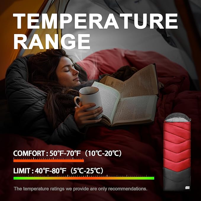 Sleeping Bags for Adults Cold Weather,Portable, Waterproof,Lightweight Sleeping Bag for Tall Girls Boys with Compression Sack for Warm Camping, Hiking, Outdoor & Indoor