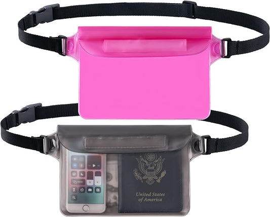 CADONO 2-Pack Waterproof Pouch with Adjustable Waist Strap | Screen Touch Sensitive Dry Bag, Keep Your Phone and Valuables Dry, Perfect for Swimming Kayaking Boating Fishing Beach Diving
