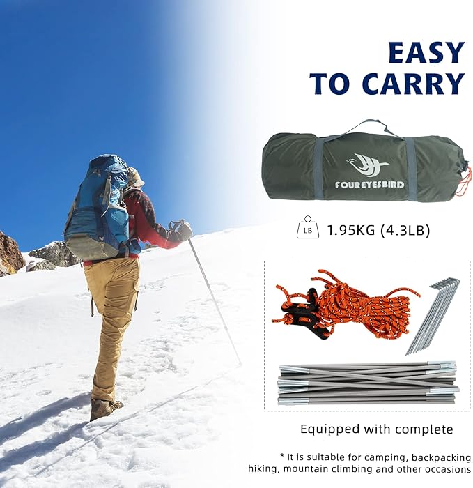 7.2 × 4 × 4 Feet Single Backpack Tent, Waterproof Camping and Hiking Tent can be Used by One Person, Light and Durable