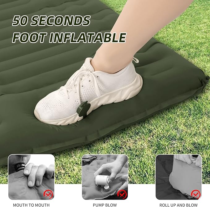 Inflatable Camping Sleeping Pad with Pillow, Thick 4.5 Inch Portable Sleeping Pad, Lightweight Sleeping Mat for Camping, Backpacking, Hiking