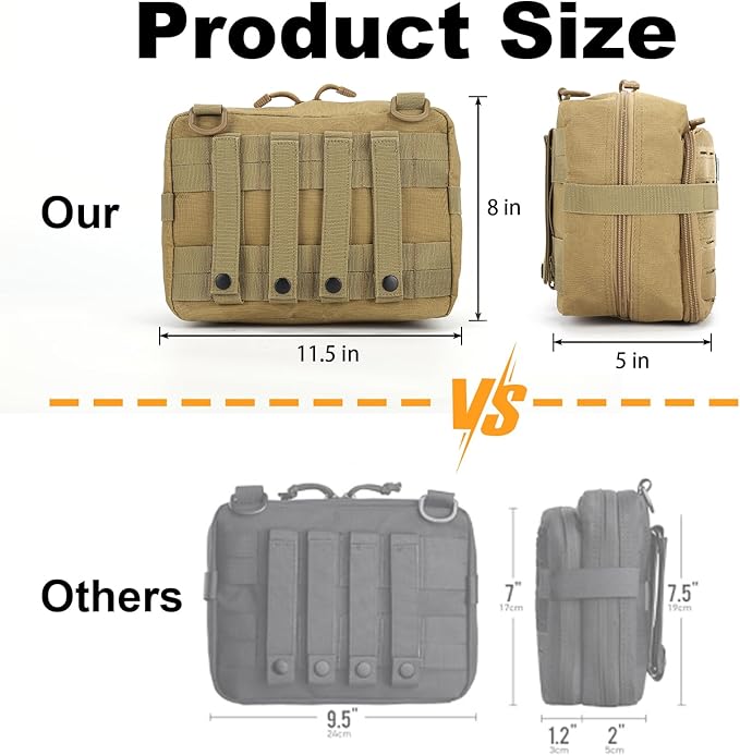 Tactical Pouch Large: EDC Gear Accessories Organizer With MOLLE System, Expandable Medical Pocket and U.S.A Patch