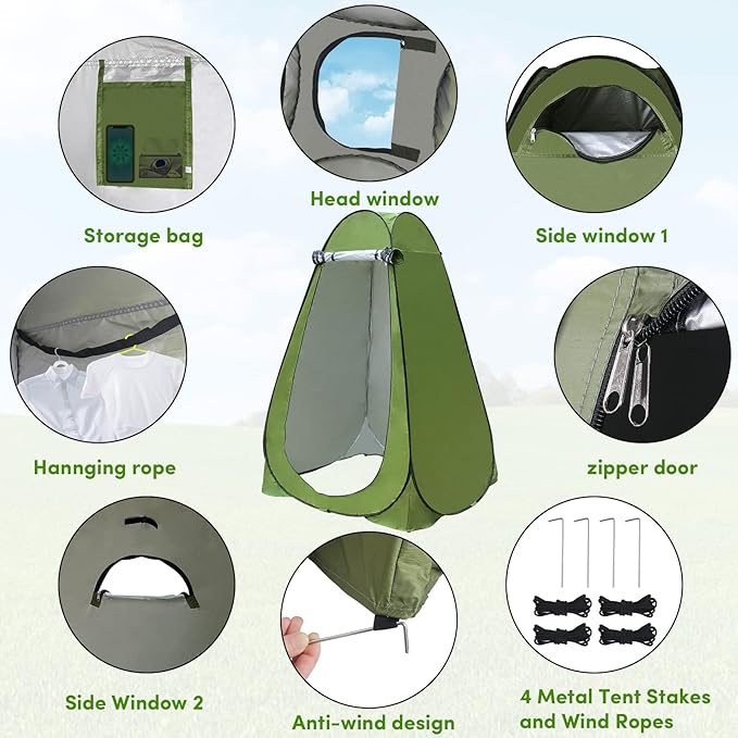 Pop Up Privacy Tent Shower Tent Changing Tent Portable Outdoor Camping Bathroom Toilet Tent Changing Dressing Room Privacy Shelters Room for Hiking and Beach Sun Shelter Picnic Fishing- Waterproof