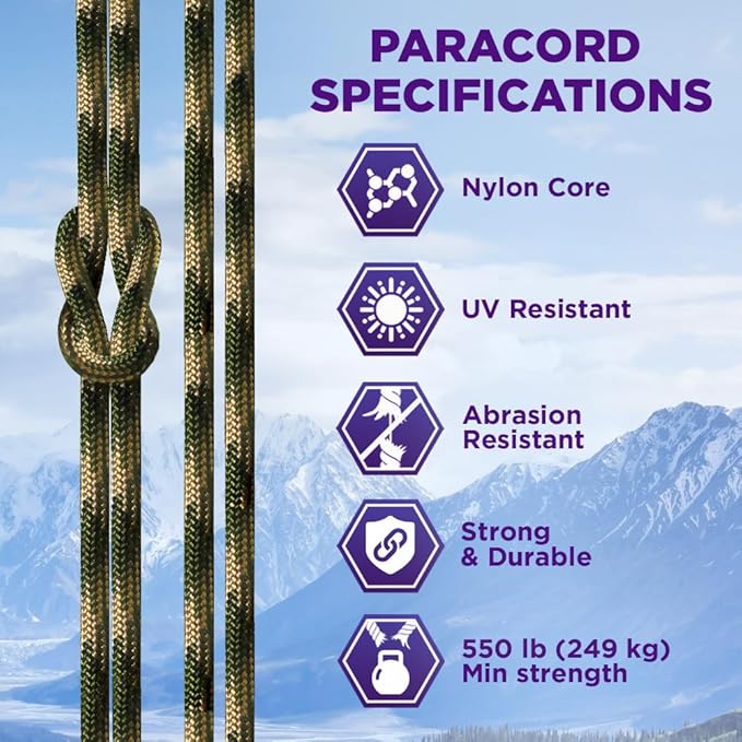 TECEUM Heavy Duty Rope 1000 – 1000ft / 200ft / 100ft / 50ft – 40+ Colors – Utility Rope for Survival & Camping Gear – Nylon String, Camping Rope, para Cord, Utility Nylon Rope, Tent Cord