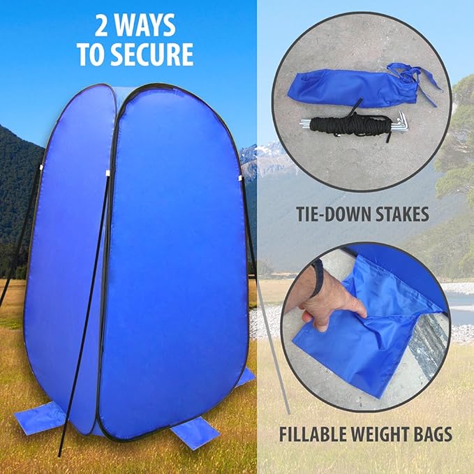 Pop-Up Room in a Bag Instant Portable Changing Room with Dura-light Steel Frame and Weather-Resistant Material for Camping, RV, Shower, Outhouse, Bathroom, Toilet and More Includes Fl