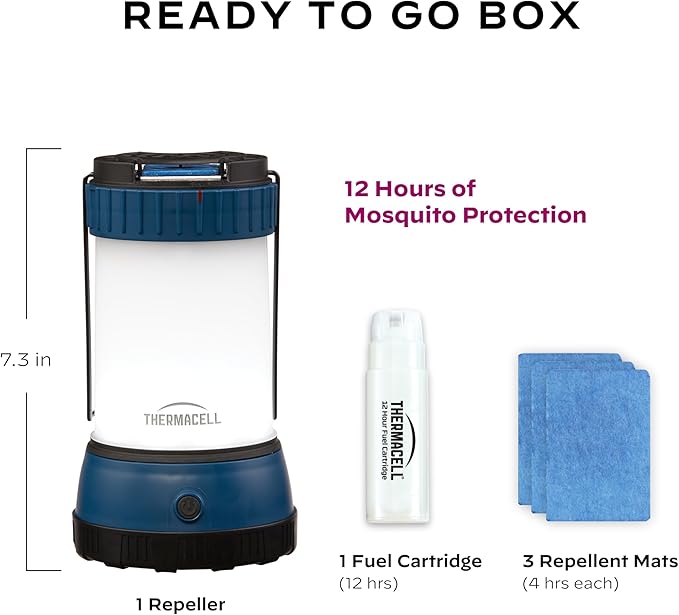 Thermacell Effective Mosquito Repellent LED Lantern for Camping, Includes 12-Hour Refill, No Spray, No Candle Flames, Bug Spray Alternative