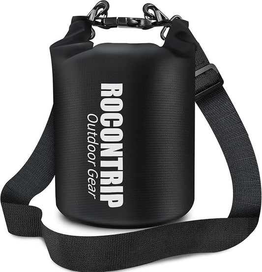 ROCONTRIP Waterproof Dry Bag Lightweight Waterproof Bag Portable Swimming Bag Travel Waterproof Dry Bag for Fishing Snorkeling Diving Boating Kayaking Hiking(GreyBlack, 2L)