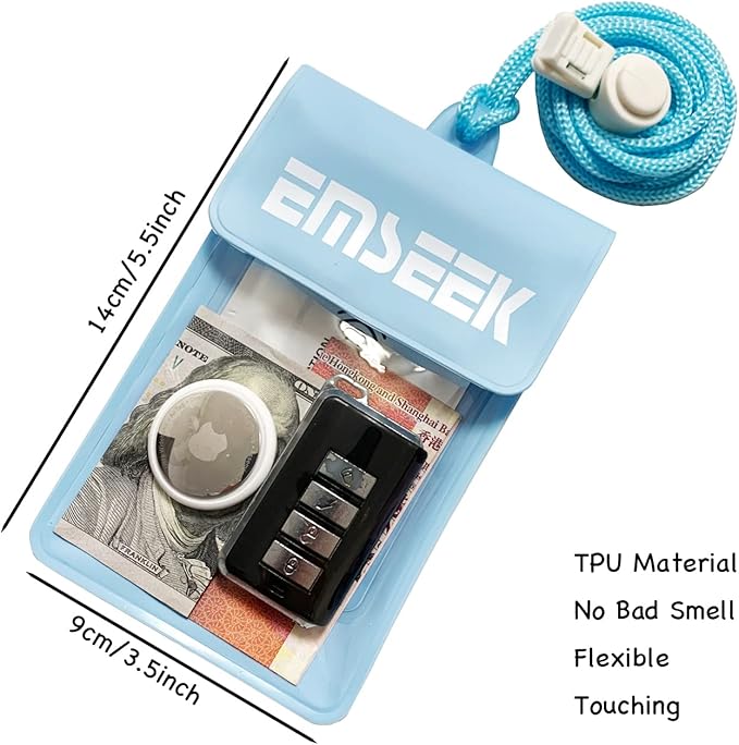 Armband Waterproof wallet Floating Surf Car Key Fob Case Beach dry bag ankle Waterproof Pouch Holder For GPS Key Money Credit Vaccine Card Driver License ID Badge (Blue)