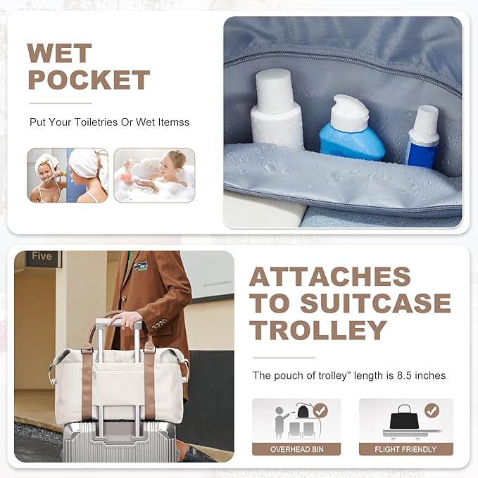 Travel Duffel Bag,Sports Tote Gym Bag,Shoulder Weekender Overnight Bag for Women