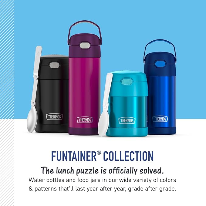 THERMOS FUNTAINER 10 Ounce Stainless Steel Vacuum Insulated Kids Food Jar with Spoon, Sonic the Hedgehog