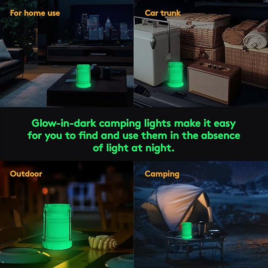 KUNHE 2 Pack LED Glow-in-The-Dark Camping Lanterns Battery Powered (Includes 6 AA Batteries) 350 Lumens IPX4 Water Resistant Portable Lights for Emergency Hurricane Storms and Outages