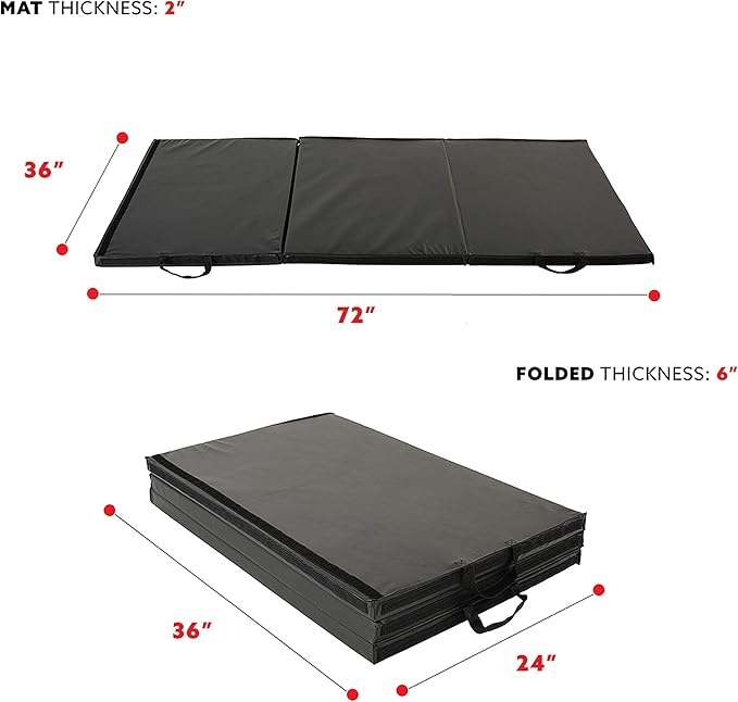 Sunny Health & Fitness Tri-Folding & Puzzle Exercise Mats – Extra Thick, Durable, Non-Slip, Water-Resistant Cushioning for Home Gym, Yoga, MMA, Gymnastics, Cardio, and Core Workouts