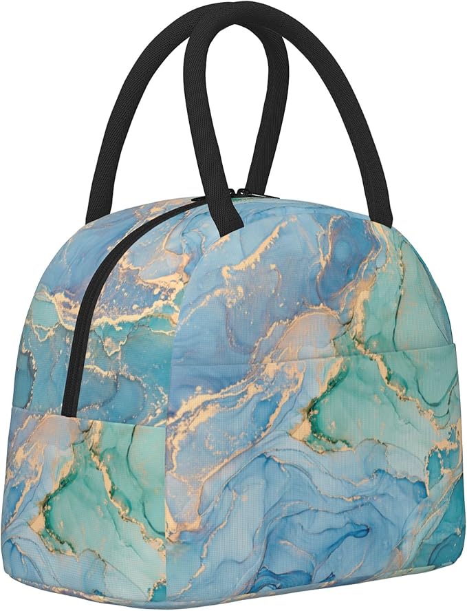 Blue Marble Lunch Bag Lunch Box for Women Men Boys Girls, Reusable Insulated Lunch Tote Bag, Leakproof Thermal Cooler Sack Food Handbags High Capacity for Work School Picnic Camping Gifts