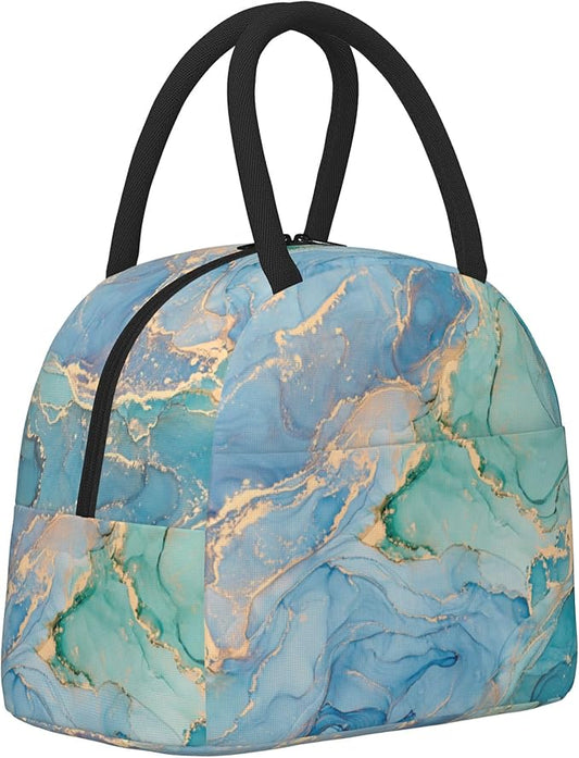 Blue Marble Lunch Bag Lunch Box for Women Men Boys Girls, Reusable Insulated Lunch Tote Bag, Leakproof Thermal Cooler Sack Food Handbags High Capacity for Work School Picnic Camping Gifts