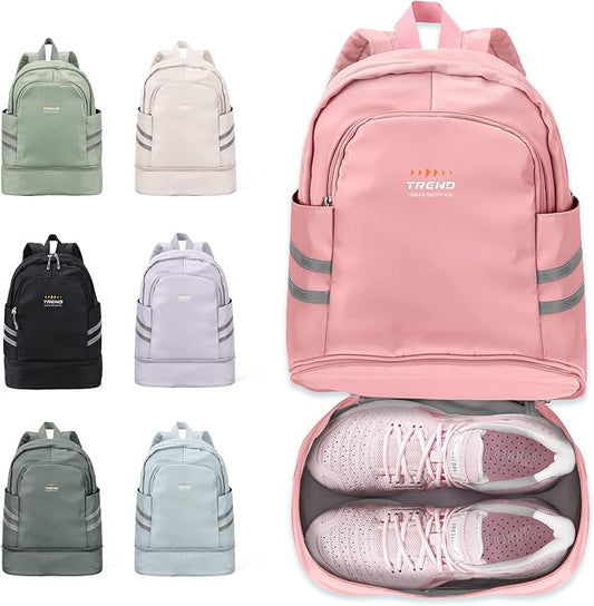 coofay Gym Backpack for Women Waterproof Backpack with Shoe Compartment Lightweight Travel Backpack Sports Backpack Small Gym Bag Pink