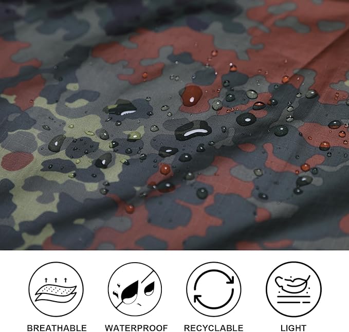 Camo Rain Poncho, Multi Use Waterproof Rain Coat