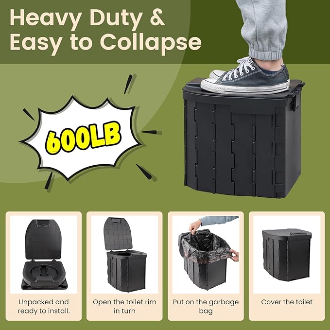 Portable Privacy Tent for Adults - Pop Up X Large Camping Toilet With 1 Roll Bags, 10 Pack Liquid Waste Gel - Folding Outdoor Changing Shelter