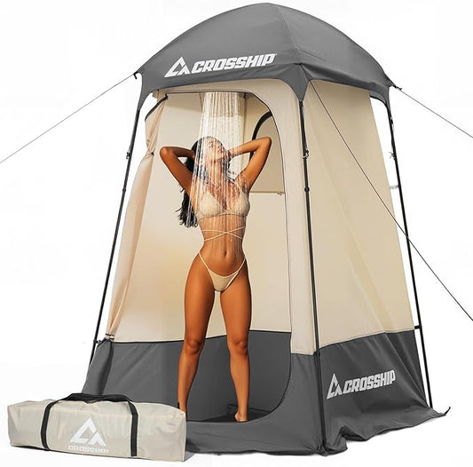 Camping Shower Tent - Outdoor Privacy Tent with Solar Shower Bag - 84.6" H*60" W Privacy Shelter for Outdoor Bathroom, Changing Room & Fishing, UV Resistant&Waterproof Camping Bathroom