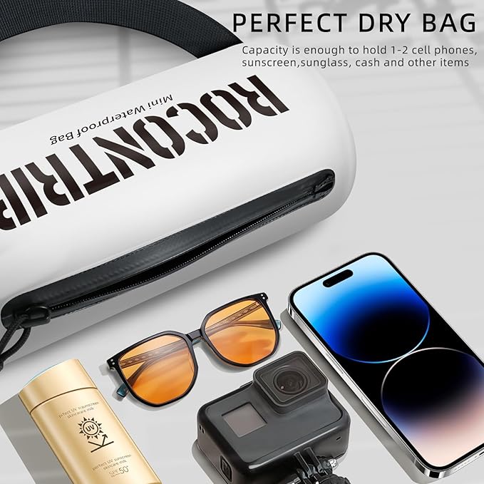 ROCONTRIP Crossbody Waterproof Bag IPX8 Dry Bag With Airtight Zipper Dry Sacks lightweight Portable Swimming Bag For Swimming Kayaking Camping Boating Rafting Fishing Travelling Snorkeling