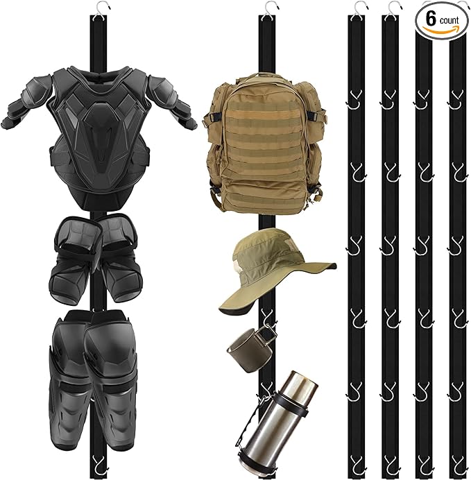 Suzile 6 Pcs Hockey Drying Rack Equipment Hanging Rack with 6 Hooks Multipurpose Gear Organizer Portable Sports Gifts Ice Hockey Camping Equipment for Home Travel Outdoor