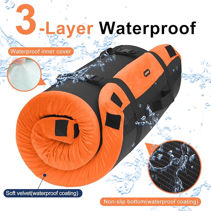 Memory Foam Camping Mattress pad, Comfortable Thick Floor Sleeping Mat for Adults with Waterproof and Non-Slip Bottom, Portable Roll Up Mattress for Sleepover Guest,Cot Mad for Car Camping