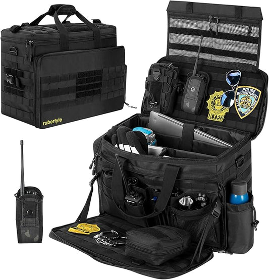 Car Front Seat Organizer | 45L size 17" laptop compatible | Combination Lock file bag | Military Tactical Briefcase | Military Duffle for patrol, Gym, Camping, Hunting, Range | DIY space