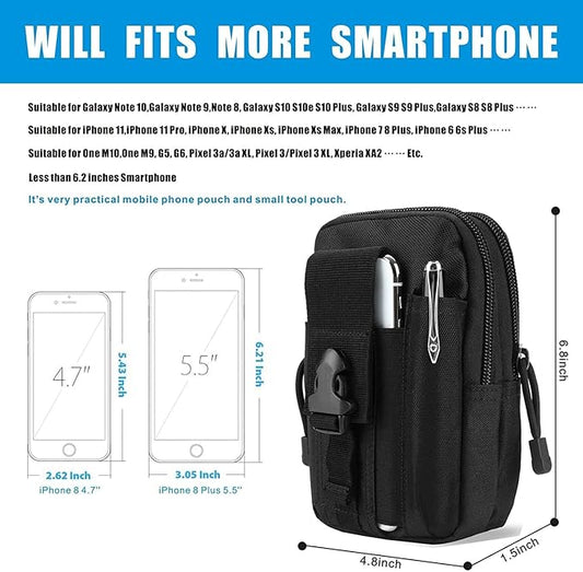 Tactical Molle Pouch, Universal EDC Waist Bag Pouches, Outdoor Belt Bags Gear Tool Gadget Pocket with Cell Phone Holster