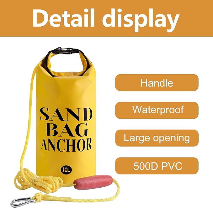 RunNico 500D Sand Anchor for Small Boats,2 in 1 PWC Jet Ski Anchor Kit with Adjustable Buoy,Waterproof Dry Bag for Jet Ski, Kayak, Boat, Watercraft and Canoe