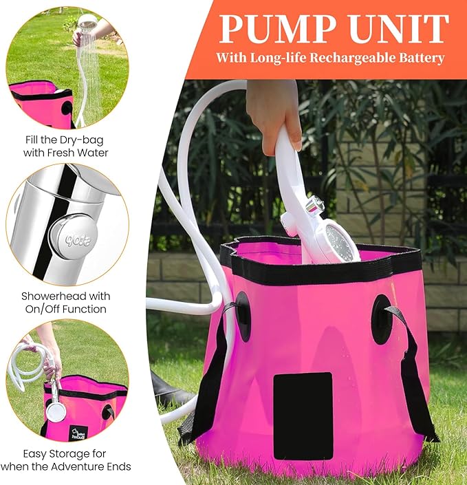 Solar Shower Bag, Solar Heating Camping Shower Bag, 5Gal(20L) Portable Camping Shower Bag, with Removable Hose and On-Off Switchable Shower Head, for Outdoor Traveling/Climbing/Hiking/Beach/Swimming