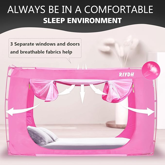 Bed Tent Bed Canopy Twin Size Tents for Adult and Kids- Original Design Portable Dream Tent Indoor Sleeping Tents 80% Blackout with 3 Doors Breathable Big Space Tents