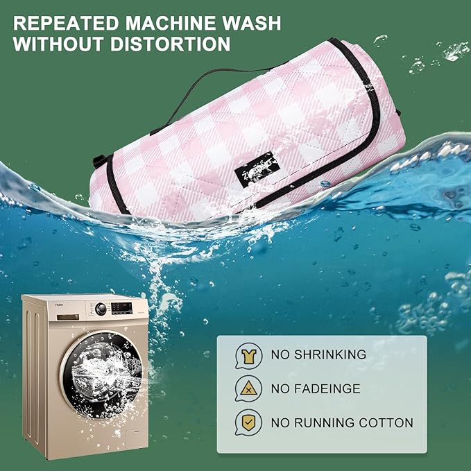 Picnic Blankets Outdoor Blanket Waterproof, 80''x80'' Extra Large Beach Blanket Sandproof Foldable Machine Washable, Vintage Gingham Picnic Mat Grass Lawn Park Family Camping Party Music Festival