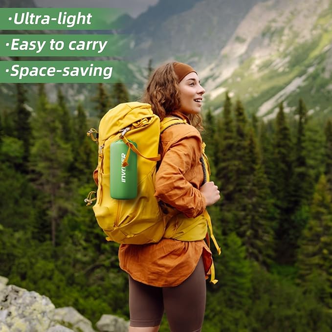 INVOKER 5.12" Camping Sleeping Pad with Built-in Foot Pump, Ultralight Inflatable Camping mat, for Camping, Backpacking, Hiking, Car Travel, Tent, Picnic, Beach, Green