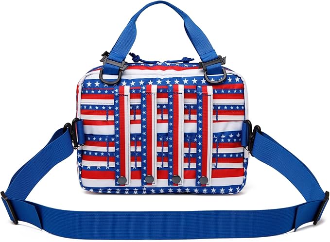 Tactical Molle Admin Pouch of Laser Cut Design,Medical EMT Organizer with Phone Pouch,EDC EMT Pack IFAK Tool Holder with US Patch (Large RedBlueStar-Include Accessories)