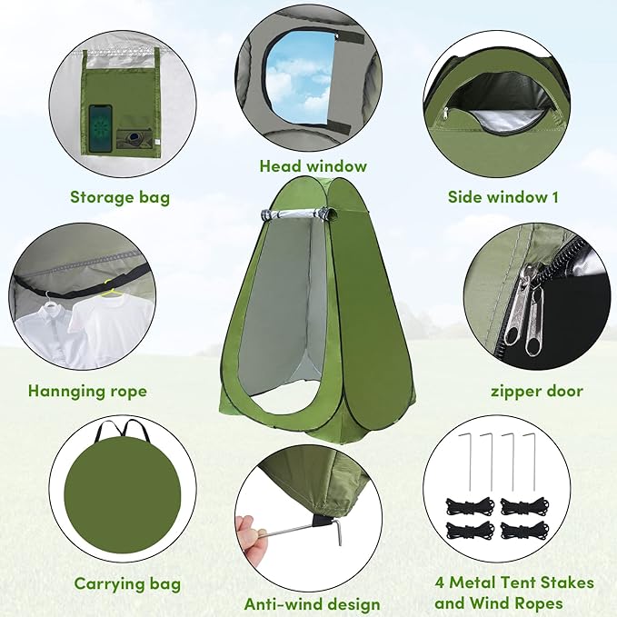 Pop Up Privacy Tent Shower Tent Changing Tent Portable Outdoor Camping Bathroom Toilet Tent Changing Dressing Room Privacy Shelters Room for Hiking and Beach Sun Shelter Picnic Fishing- Waterproof