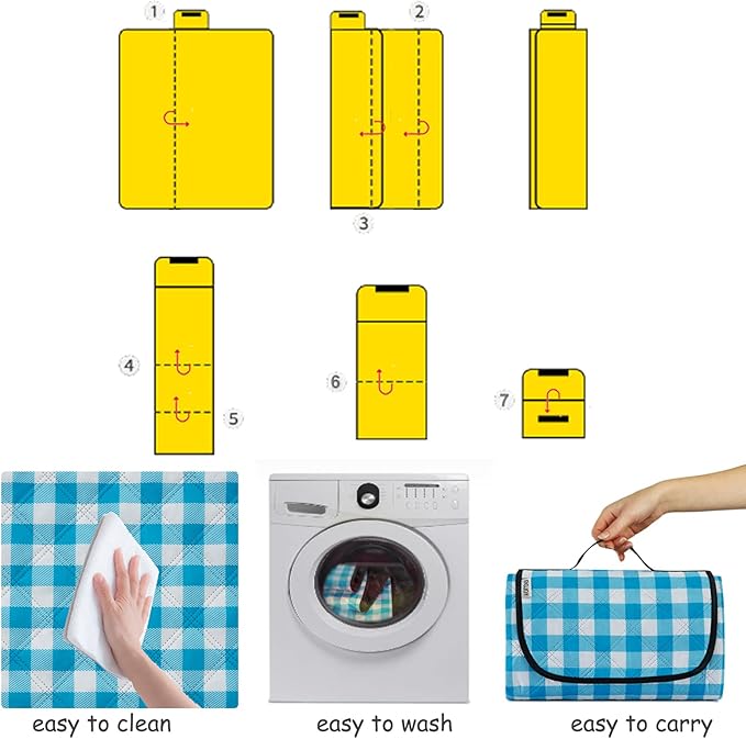 Large Beach Blanket Waterproof Sandproof Picnic Blankets Outdoor Blanket Foldable Beach Mat Sandfree with Carry Strap Lightweight Beach Blankets fit 2 to 4 Adults for Beach Camping Grass Lawn Park