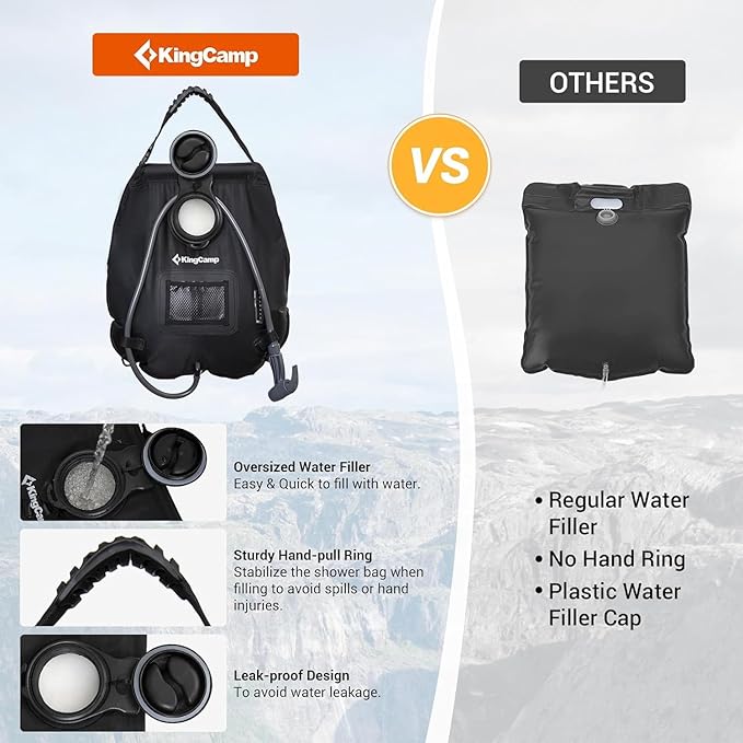 KingCamp Outdoor Shower Tents for Camping, Portable Instant Pop Up Privacy 2 Room Tent, with 5 Gallon/20L Portable Outdoor Shower Bag Sunlight Shower Bag