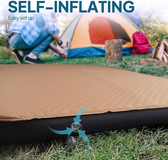 LOSTHORIZON Air & Foam Camping Mattress, Self-Inflating Sleeping Pad, 4.5" Thick, with Pump Sack, Single