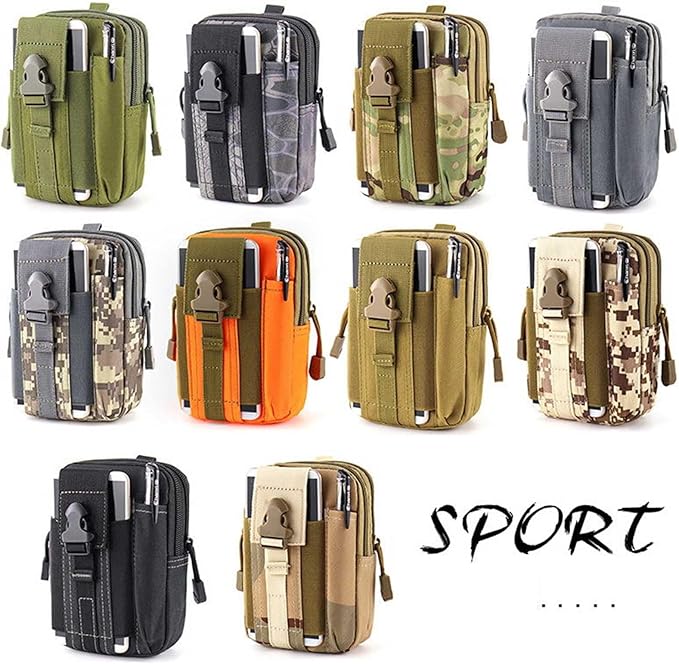 Tactical Molle Pouch, Universal EDC Waist Bag Pouches, Outdoor Belt Bags Gear Tool Gadget Pocket with Cell Phone Holster