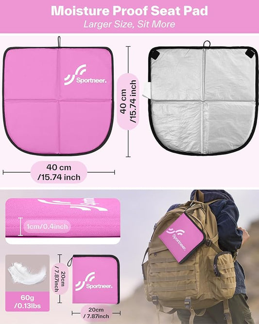 Sportneer Sitting Pad, Sit Pads for Backpacking Portable Camping Sit Pad Waterproof Folding Pad Stadium Seat Pad for for Camping Picnics Hiking