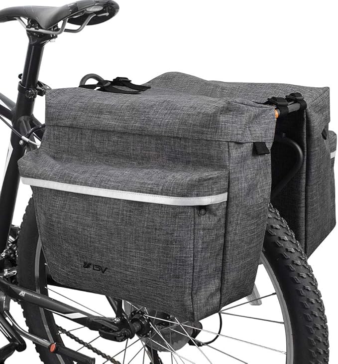 BV Bike Panniers 26L With Adjustable Hooks, Commuter Panniers For Bicycles With Carrying Handle, Bag With 3M Reflective Trim For More Visibility, Fit Most Rack