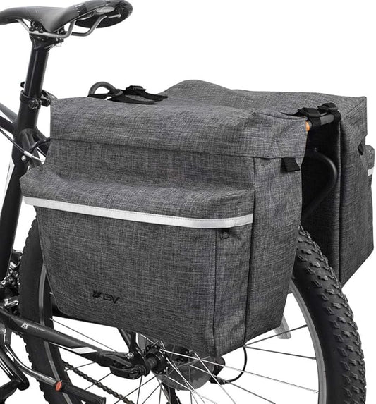 BV Bike Panniers 26L With Adjustable Hooks, Commuter Panniers For Bicycles With Carrying Handle, Bag With 3M Reflective Trim For More Visibility, Fit Most Rack