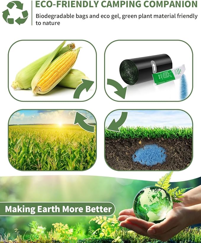 Camping Toilet Bags Poo Gel Set, Portable Toilet Bags with Camping Toilet Gel, Composting Toilet Bags Poo Gel for Portable Toilet Camping Outdoor Hiking Emergency Toilet