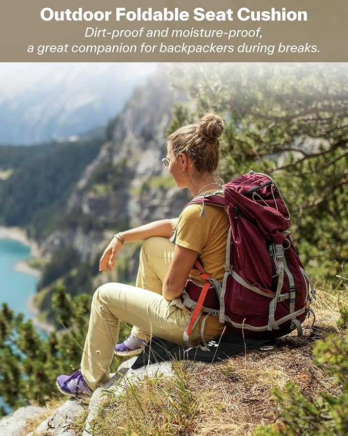 Sportneer Sitting Pad, Sit Pads for Backpacking Portable Camping Sit Pad Waterproof Folding Pad Stadium Seat Pad for for Camping Picnics Hiking