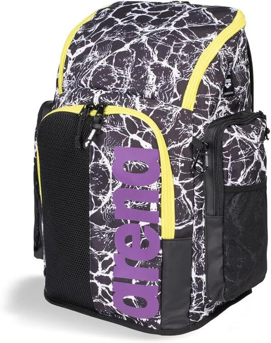 ARENA Spiky III Backpack 45 Swimming Athlete Sports Gym Rucksack Large Training Gear Equipment Swim Bag for Men and Women, 45 Liters, Black/White