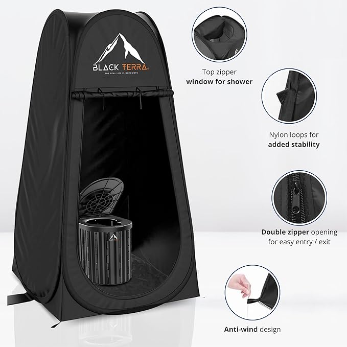 BlackTerra Portable Toilet for Adults - Portable Toilet for Camping Privacy Outdoor Bathroom Tent XL Portable Toilet Set for Adults