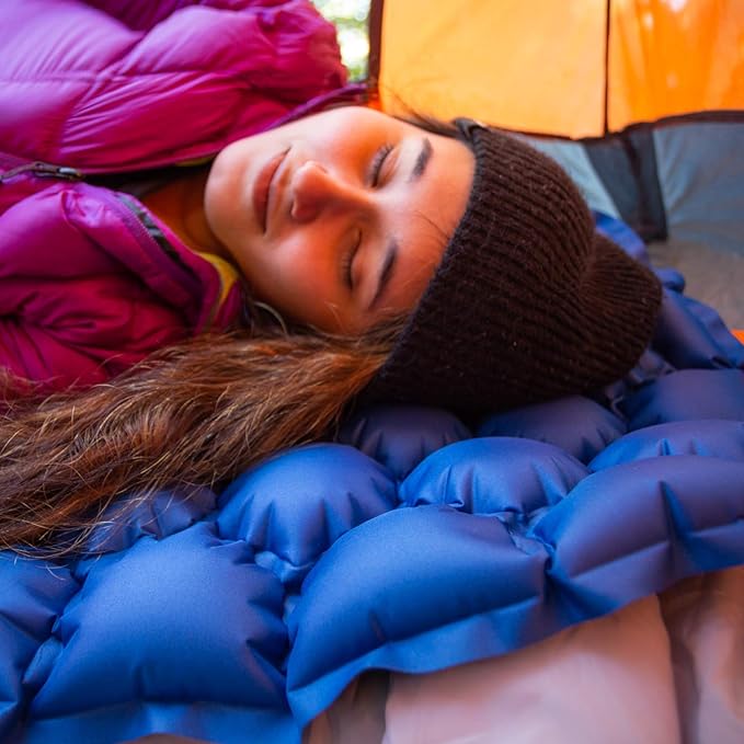 ECOTEK Outdoors Hybern8 Ultralight Inflatable Sleeping Pad with Contoured FlexCell Honeycomb Design - Easy to Inflate, Comfortable, Lightweight, Durable, and Hammock Approved [Ocean Blue]
