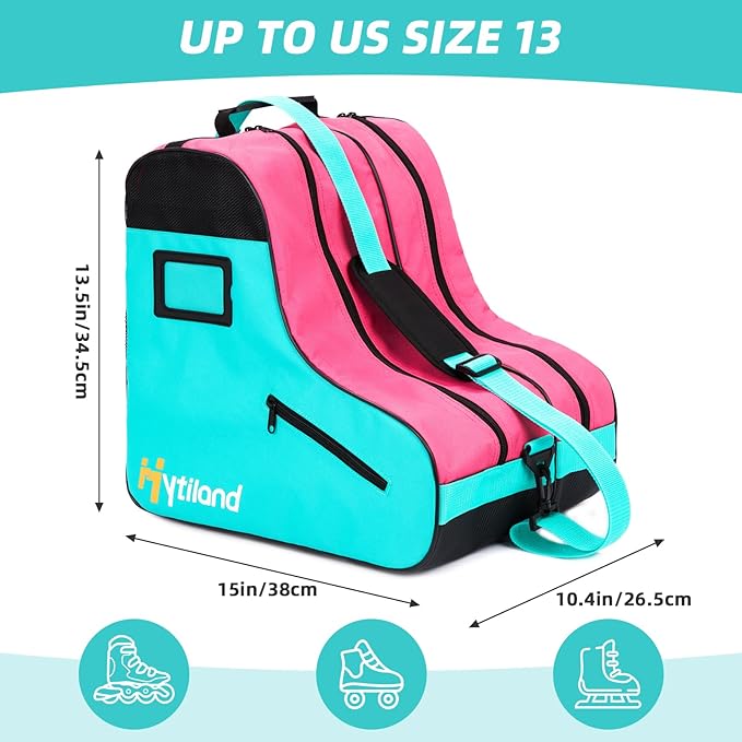 Roller Skate Bag - Breathable Large Capacity Ice Skate Bag with Adjustable Shoulder Strap - Fits Most Inline, Ice and Roller Skate Accessories for Kids and Adults