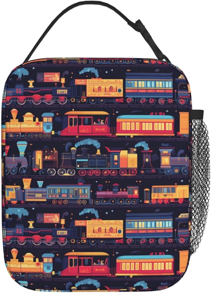 Car Train Lunch Bag Insulated Reusable Lunch Box Thermal Cooler Tote For Men Women Work Travel Picnic Hiking