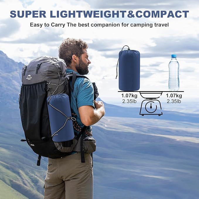 Camping Sleeping Pad with Pillow: Extra Thick 4.7 Inch Ultra-Light Self Inflating Air Mat, Portable Waterproof Inflatable Sleep Mattress with Built-in Foot Pump for Outdoor Traveling (Navy Blue)