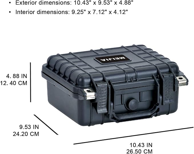 MEIJIA Portable All Weather IP67 Waterproof Protective Case,Hard Camera Case,Dry Case with Customizable Foam,Fit Use Of Drones,Camera,Equipments,10.62 x9.68x4.87inches