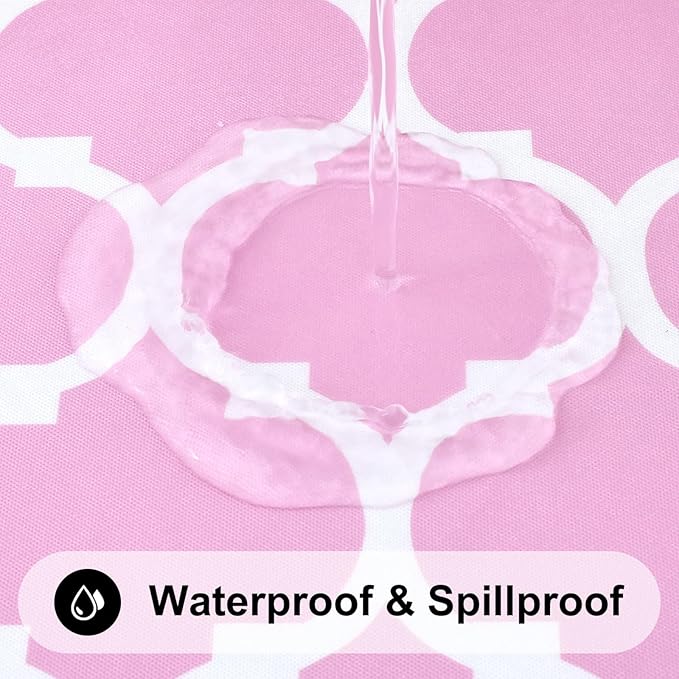 Smiry Rectangle Picnic Table Cover, Waterproof Elastic Fitted Camping Tablecloths for 4 Foot Tables, Wipeable Flannel Backed Vinyl Tablecloth Protector for Indoor, Outdoor (Pink, 24x48 Inches)